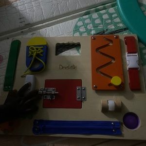 Busy Board - Wooden Montessori Activity Board for Toddlers & Kids - 12 Education